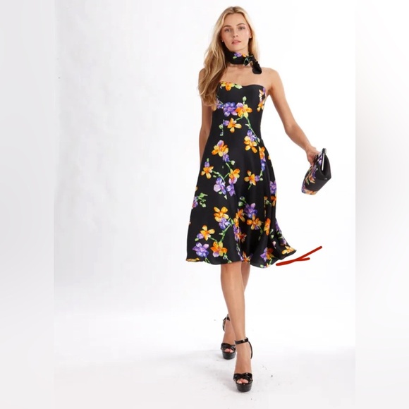 Ralph Lauren Collection Purple Floral Silk Dress Strapless Runway 2013 $4K 10 M - Picture 1 of 4